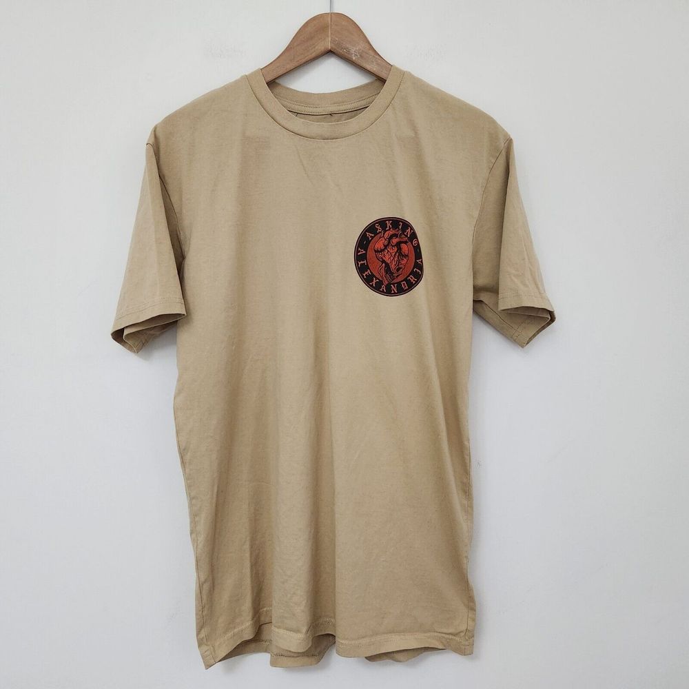 AA Men's Beige Graphic Print Crew Neck Short Sleeve T Shirt Size L